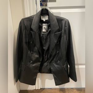 Faux leather black blazer